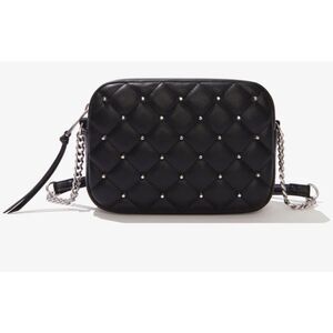 Rebecca Minkoff Diamond Quilt Studded Top Zip Crossbody Bag Black New No Tags